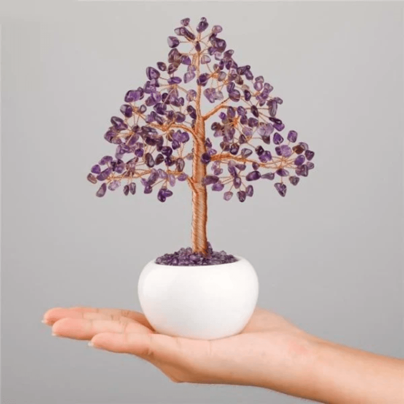 Arbre de Vie Apaisement 7 Chakras, Améthyste ou Quartz Rose - Biloria
