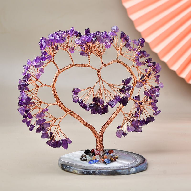 Arbre de Vie Cœur Améthyste pour Amour et Spiritualité - Biloria