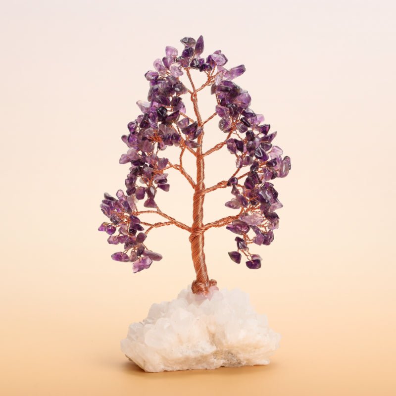 Arbre de Vie en Pierres Naturelles 20 cm sur Base Quartz Clair - Biloria