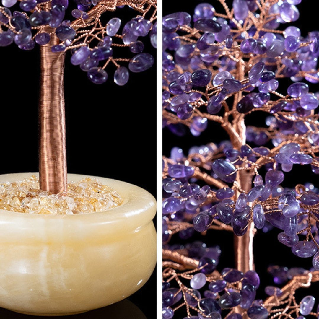 Arbre de Vie en Pierres Naturelles Améthyste Citrine Aventurine - Biloria