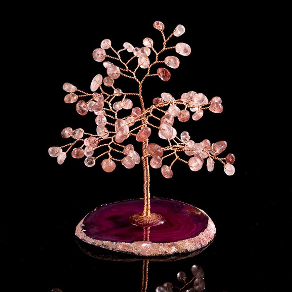 Arbre de Vie en Quartz Fraise et Agate pour l'Optimisme - Biloria