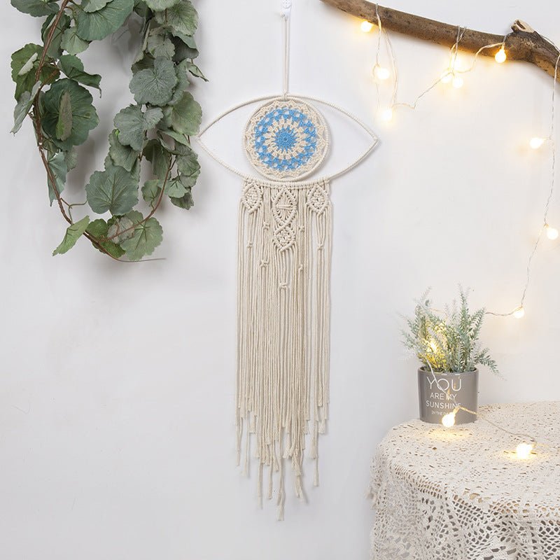 Attrape-rêve macramé protecteur Mauvais Œil blanc - Biloria
