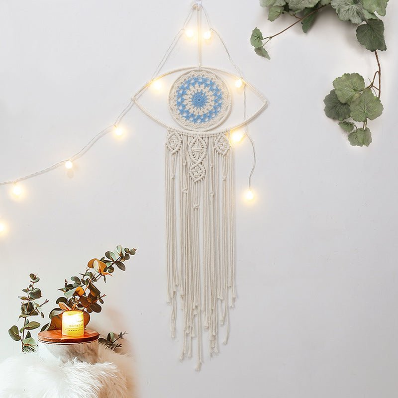 Attrape-rêve macramé protecteur Mauvais Œil blanc - Biloria