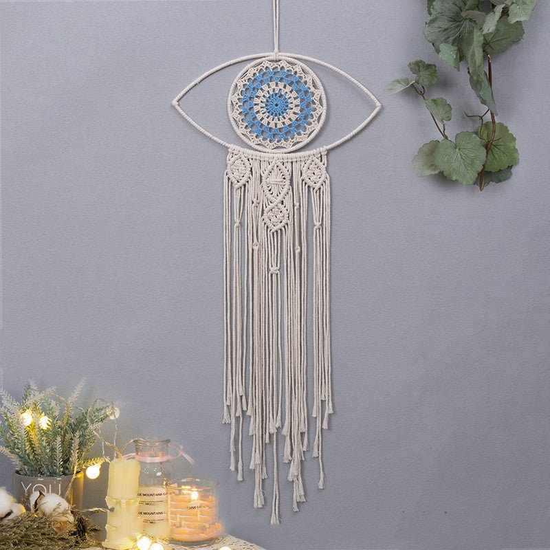 Attrape-rêve macramé protecteur Mauvais Œil blanc - Biloria