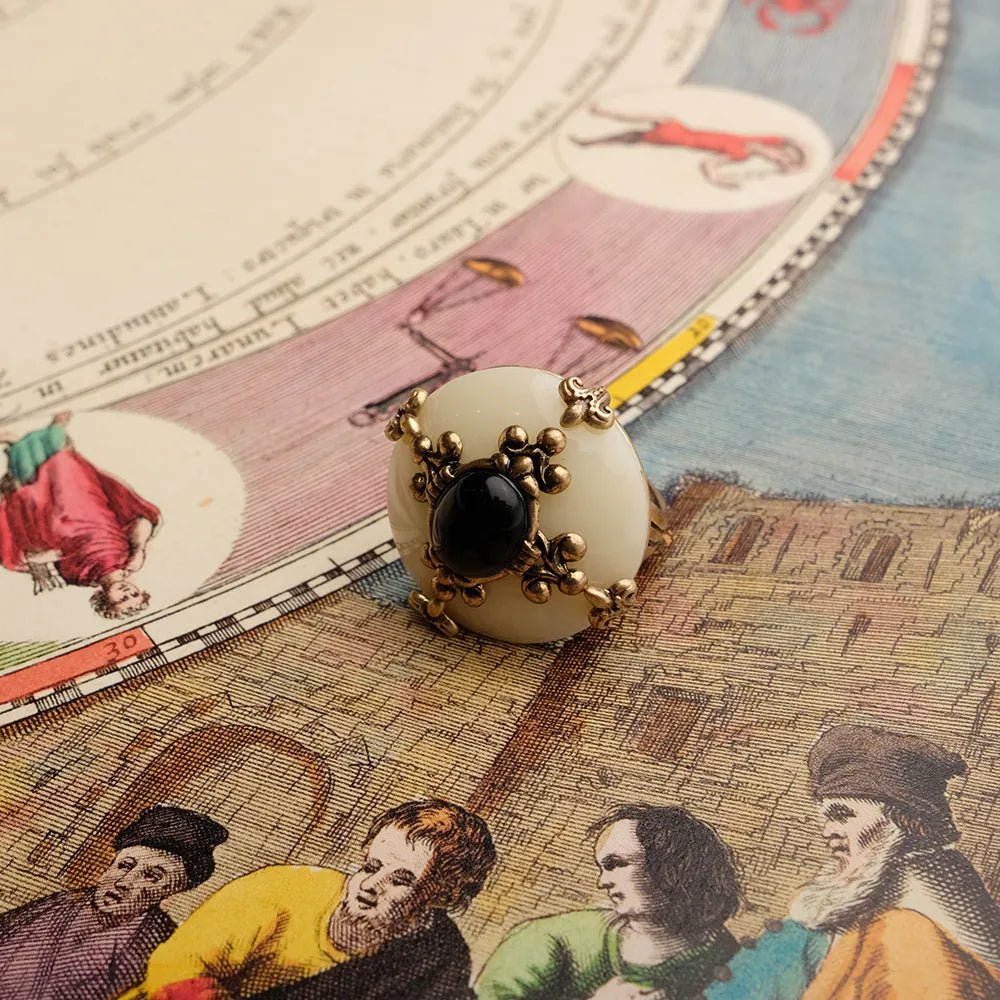 Bague Agate Noire Fleur de Lys – Bijou Spirituel Protecteur - Biloria