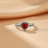 Bague Agate Rouge Cœur Passion en Argent - Biloria