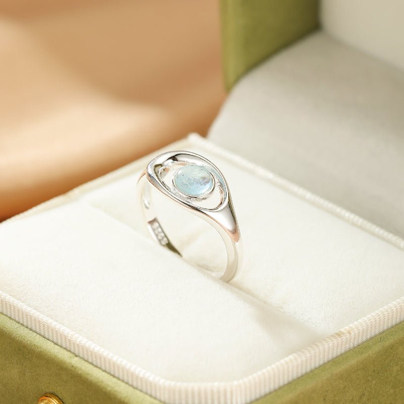 Bague Aigue Marine ajustable Argent 925 – Cadeau apaisant - Biloria