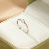 Bague Aigue-marine ajustable en argent | Cœur serein - Biloria