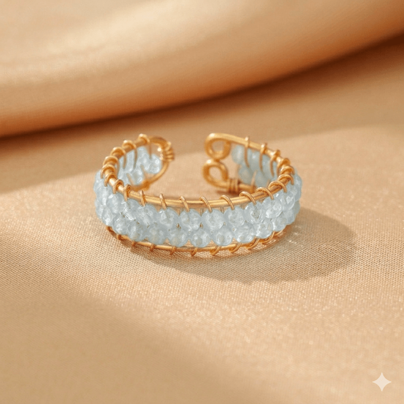 Bague Aigue marine ajustable pour apaiser votre intérieur - Biloria