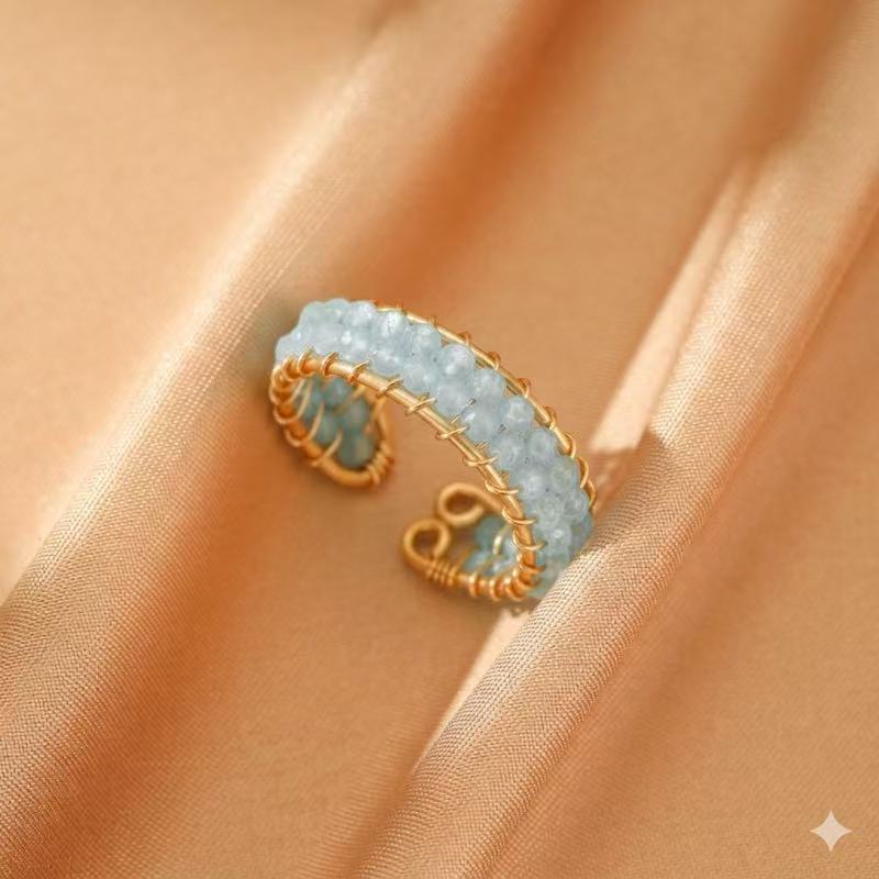 Bague Aigue marine ajustable pour apaiser votre intérieur - Biloria