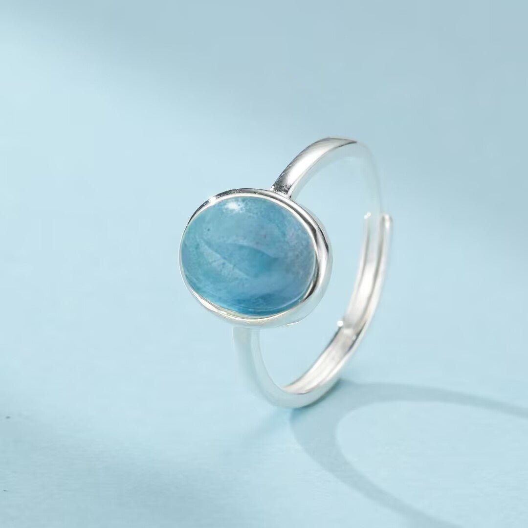 Bague Aigue Marine Argent 925 – Bijou Minimaliste Océan de Givre - Biloria