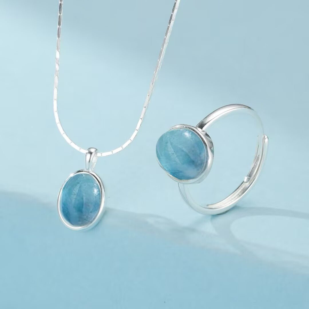 Bague Aigue Marine Argent 925 – Bijou Minimaliste Océan de Givre - Biloria