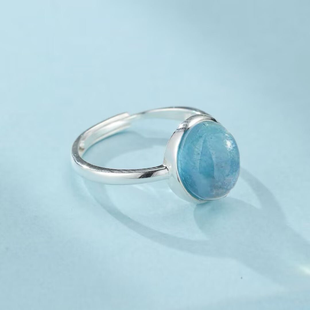 Bague Aigue Marine Argent 925 – Bijou Minimaliste Océan de Givre - Biloria