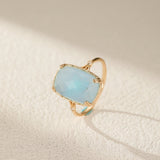 Bague Aigue Marine Argent Plaqué Or, Bijou Apaisant pour la Sérénité - Biloria