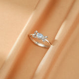 Bague Aigue Marine Cœur Argent 925 Ajustable - Biloria
