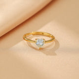 Bague Aigue Marine Cœur Céleste – Bijou Ajustable Argent Plaqué Or - Biloria