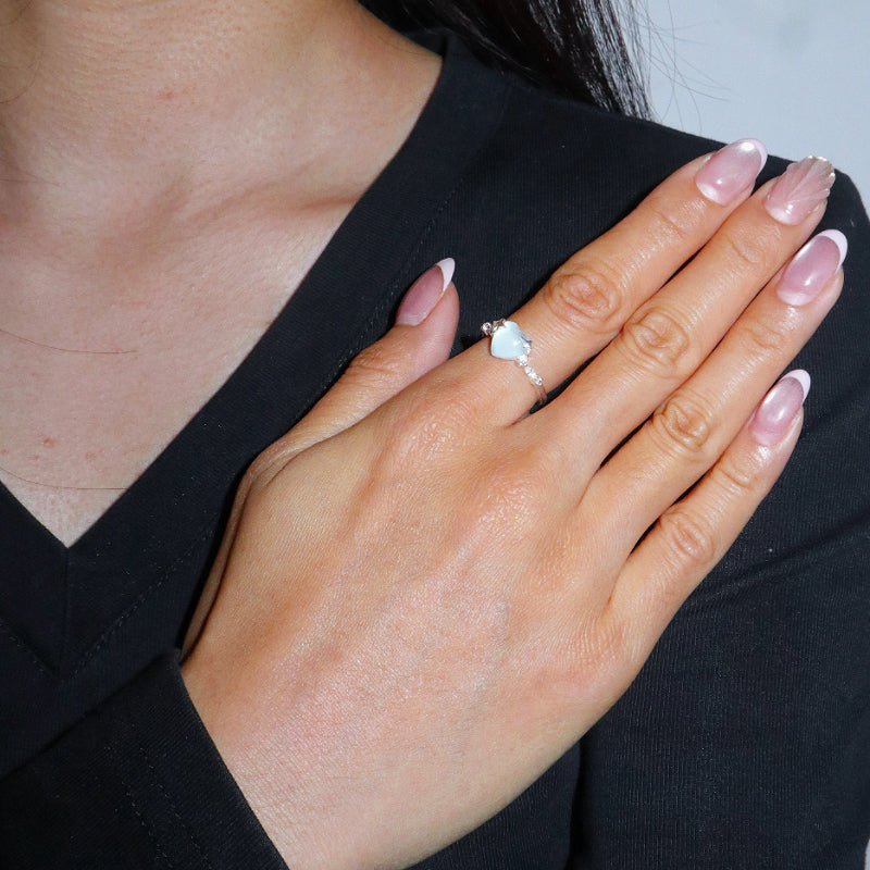 Bague Aigue-marine Cœur Étoilé en Argent 925 - Biloria