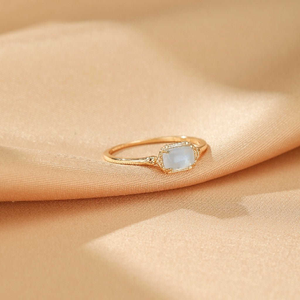 Bague Aigue Marine en Argent Plaqué Or – Bijou Sérénité - Biloria