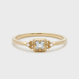 Bague Aigue Marine et Zircon - Argent Plaqué Or - Biloria