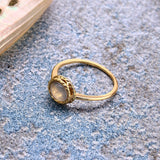 Bague Aigue Marine Labradorite Rêve Bleu Argent Plaqué Or - Biloria