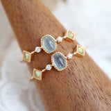 Bague Aigue Marine Péridot Argent Plaqué Or 14k - Biloria