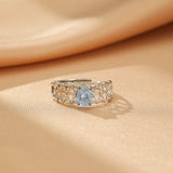 Bague Aigue Marine Perle Océan Argent 925 Ajustable - Biloria