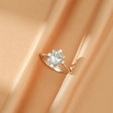 Bague Aigue marine Perles Zircons - Argent 925 Ajustable - Biloria