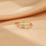 Bague Aigue-marine Sérénité Océanique – Argent Plaqué Or 14K - Biloria