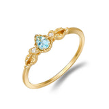 Bague Aigue-marine Sérénité Océanique – Argent Plaqué Or 14K - Biloria