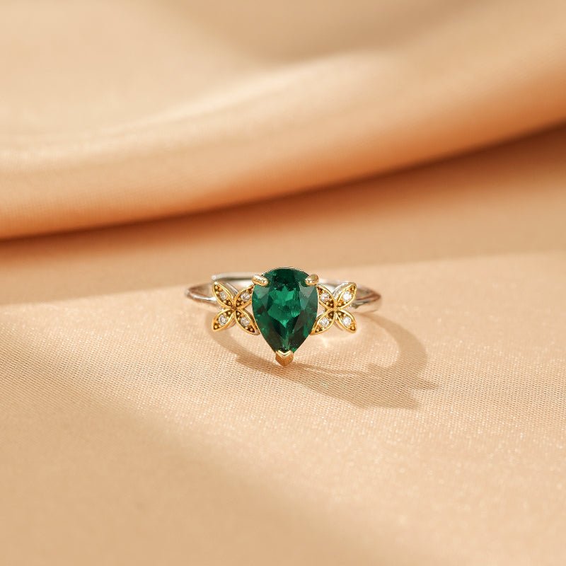 Bague Ailes Précieuses avec Émeraude en Argent 925 - Biloria