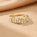 Bague Ajustable Labradorite Argent Plaqué Or - Biloria
