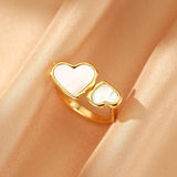 Bague Ajustable Nacre Cœurs – Cadeau Femme Amour - Biloria
