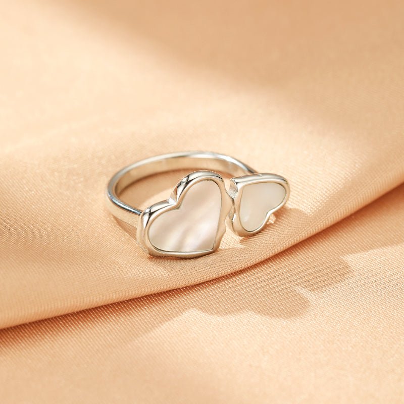 Bague Ajustable Nacre Cœurs – Cadeau Femme Amour - Biloria