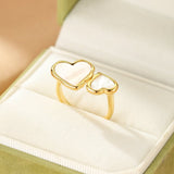 Bague Ajustable Nacre Cœurs – Cadeau Femme Amour - Biloria