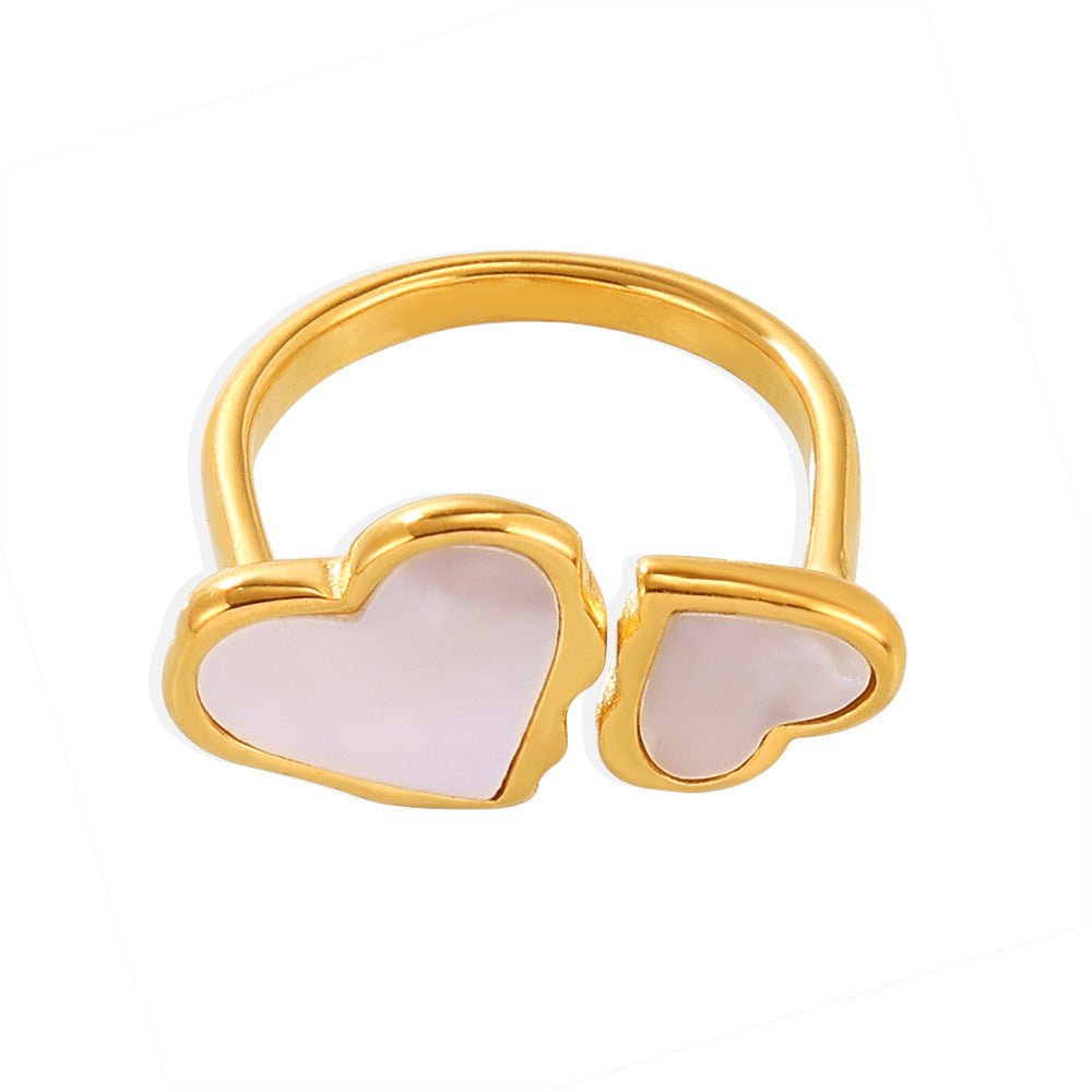 Bague Ajustable Nacre Cœurs – Cadeau Femme Amour - Biloria