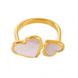Bague Ajustable Nacre Cœurs – Cadeau Femme Amour - Biloria