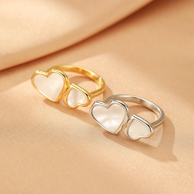 Bague Ajustable Nacre Cœurs – Cadeau Femme Amour - Biloria