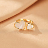 Bague Ajustable Nacre Cœurs – Cadeau Femme Amour - Biloria