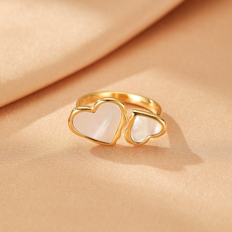 Bague Ajustable Nacre Cœurs – Cadeau Femme Amour - Biloria