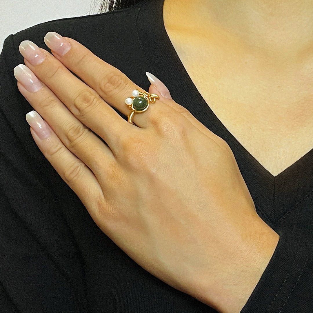 Bague ajustable pierres naturelles chat – Amour félin - Biloria