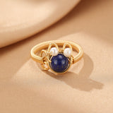 Bague ajustable pierres naturelles chat – Amour félin - Biloria