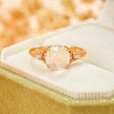Bague Ajustable Quartz Rose Zircon Argent Plaqué Or - Biloria