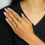 Bague Amazonite Ajustable en Acier Doré - Biloria