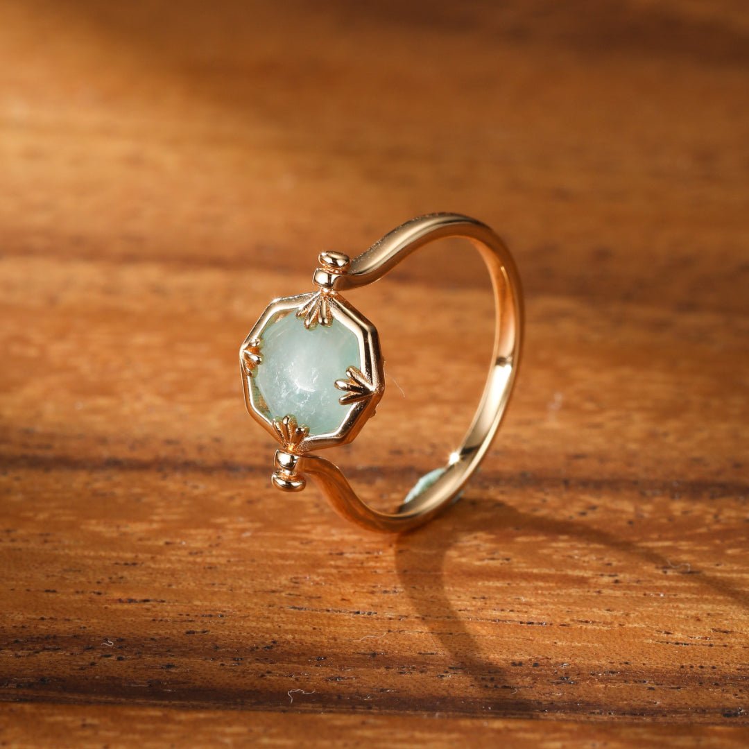 Bague Amazonite Cristal de Roche Réversible - Danse des Étoiles - Biloria