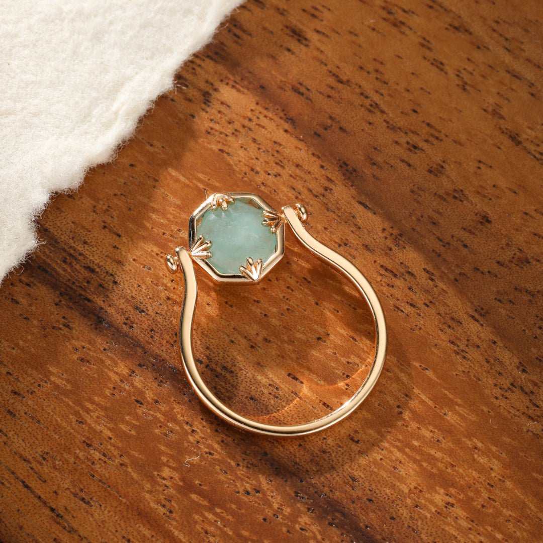 Bague Amazonite Cristal de Roche Réversible - Danse des Étoiles - Biloria