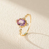 Bague Améthyste 13 mm Argent Plaqué Or – Sérénité Royale - Biloria