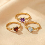 Bague Améthyste Cœur Argent Plaqué Or – Bijou Tendance Bureau - Biloria