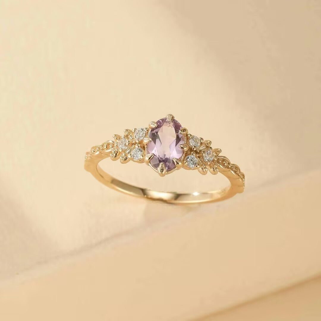 Bague Améthyste en Argent Plaqué Or pour Sérénité - Biloria