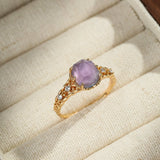 Bague Améthyste Olive Mystique Argent Plaqué Or - Biloria