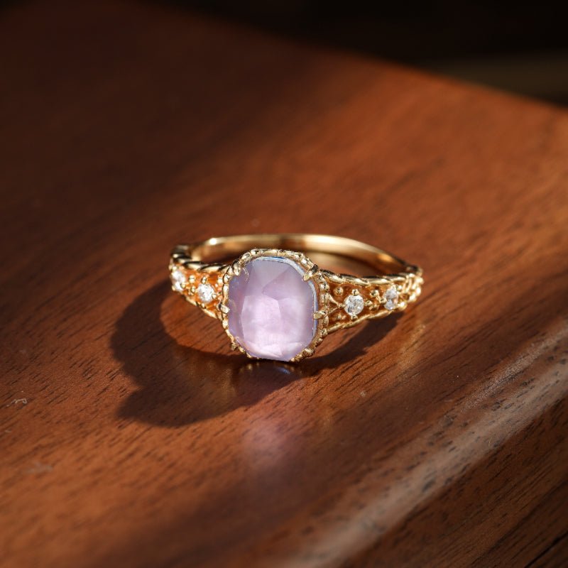 Bague Améthyste Olive Mystique Argent Plaqué Or - Biloria
